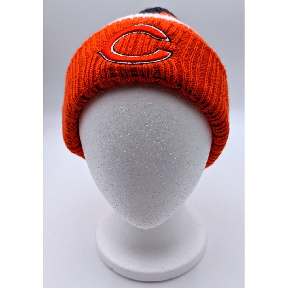 New Era Chicago Bears NFL Beanie Orange Navy White Striped Cuffed Knit Hat
